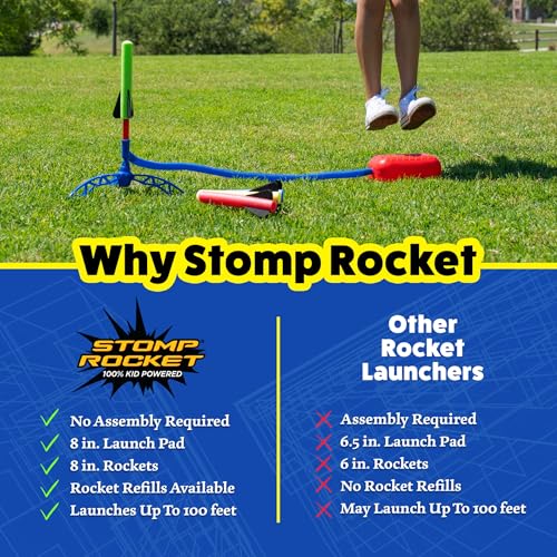 Stomp Rocket Jr Multi-Color Rocket Launcher for Kids, 8 Rockets