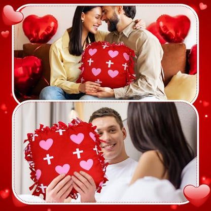 Chunful 6 Sets Valentine's Day Tied Pillow Craft Kit for Adults DIY Heart Religious Cross Pillow Craft Gifts for Valentine's Day Party Decor VBS Favors Giveaways - style: Valentine's Day