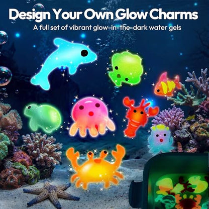 Klever Kits Glow-in-The-Dark Water Gel Kit, Magic Fairy Water Pets Toy Kit with 10 Gels(7 Glow-in-The-Dark Gels), 12 Molds, Preserving Bottle, DIY Squishy Maker Craft Kits, Arts and Crafts for Kids - style: Glow-in-the-dark