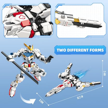 HIGH GODO Transforming Robot Building Set for Adults, 2 in 1 City Warrior Mech & Fighter Jet Building Toy, 952 Pieces Creative Gift Teens 14+ - color: White