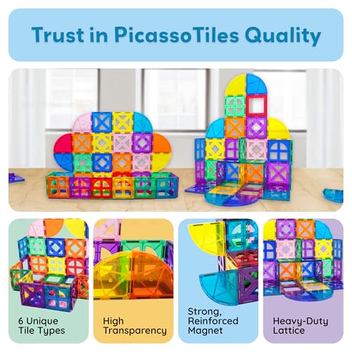 PicassoTiles Magnetic Building Block Quarter Round and Window Set Magnet Construction Toy Educational Kit Engineering STEM Learning Playset Child Brain Development Stacking Blocks Playboards - color: Quarter Round and Window Set