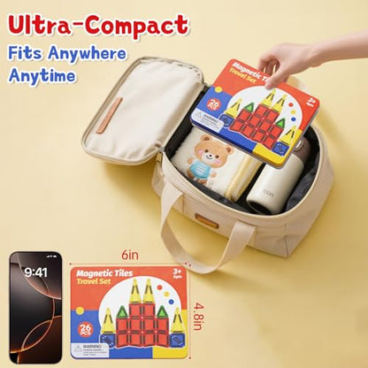 Magnetic Tiles Travel Essentials for Toddlers: 26PCS Storage Case Included - style: Magnetic Tiles Travel Construction Set - 26PCS