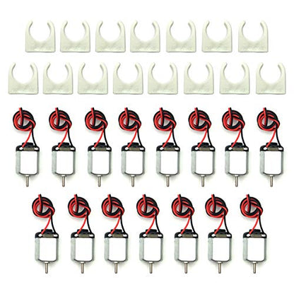 EUDAX 15 Pcs Rectangular DC Motor Mini Electric Motor 1.5-3V 24000RPM with 9.8" Lead Wires with Motor Mounting Bracket Holder for DIY Toys