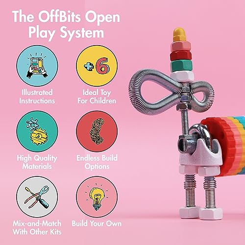 The Off Bits Erector Set: Animal Mini STEM Toys for Kids 6+, Toy Building Sets with Nuts & Bolts, STEM Building Toys Gifts for Boys and Girls (Multicolor)