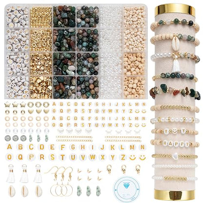 Xylise Jewelry Making Supplies Kit Natural Stone Beads for Irregular Natural Stone with for DIY Craft Bracelet Necklace Earrings for Adults(Agate) - color: Agate