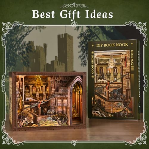 MiniCity Robin Hood Escape Book Nook Kit, Wooden Miniature House with LED - color: Robin Hood - the Castle's Escape