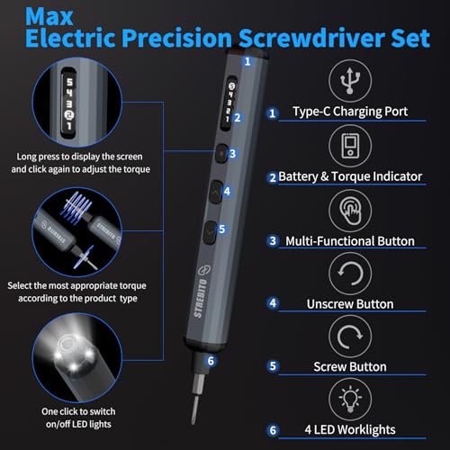 STREBITO Mini Electric Screwdriver, 70 in 1 Small Electric Screwdriver Set - style: Upgraded