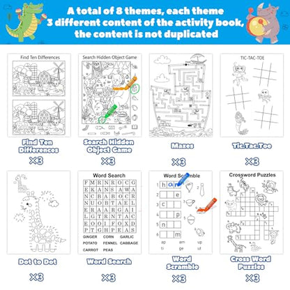 Kalysky 24 Mini Activity Books for Kids 4-12,Mazes,Dot to Dot & Word Games,Party Favors - color: Activity Books