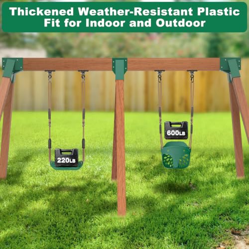 2Pcs Heavy Duty Swing Seats for Kid Full Bucket High Back & Anti Slip Seat - color: Green Full Bucket & U-shape Swing Seats