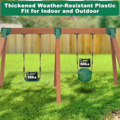 2Pcs Heavy Duty Swing Seats for Kid Full Bucket High Back & Anti Slip Seat - color: Green Full Bucket & U-shape Swing Seats