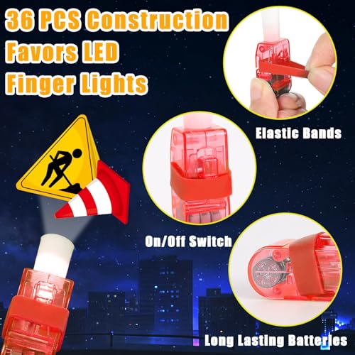 CHUNNIN 36 Pcs Construction LED Finger Lights Vehicles Party Favors - style: Construction