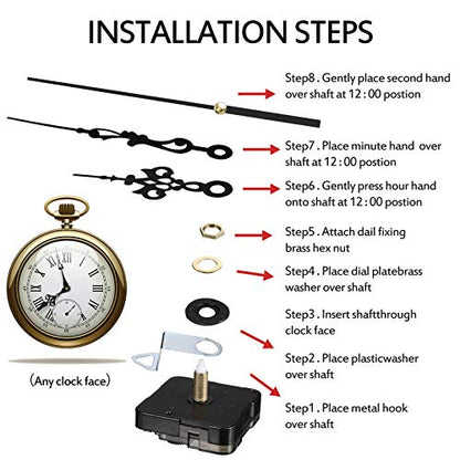 Mudder 4 Pieces Quartz DIY Wall Clock, Clock Numerals Kit, Movement Mechanism Battery Operated Clock Motor Kit with 6 Different Pairs of Hands for DIY Clock Repairment