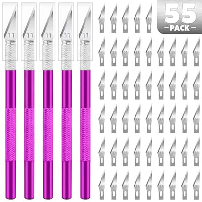 55PCS Exacto Knife Set, Craft Knife, Hobby Knives with 50PCS Blades - style: Purple – 5 Knives / 50 Blades