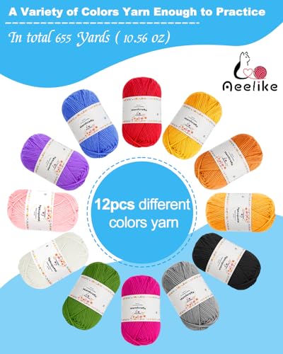 Aeelike Crochet Kits for Beginners Adults Kids, Complete Crochet Set, Blue - color: Light Blue