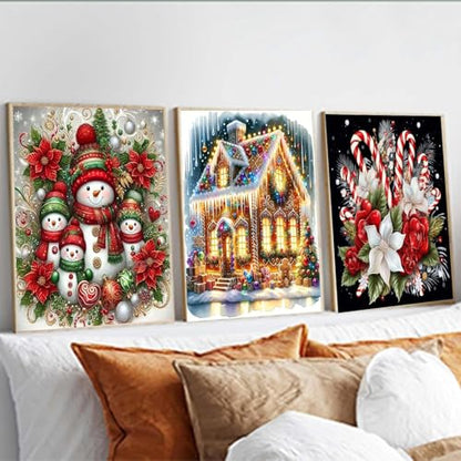 3 Pack Diamond Art Kits for Adults Christmas Diamond Painting Kit 12x16in - color: 3 Pack Christmas-C, size: 11.8 x 15.7 inches