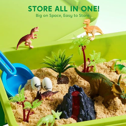 JOVA Klever Kits Dinosaurs Sensory Bin Toys for Kids with Glow in The Dark Dinosaurs, Sandbox with Lid Sand, Preschool Learning Activities Gifts for Boys Girls Age 3+ - style: Dinosaur