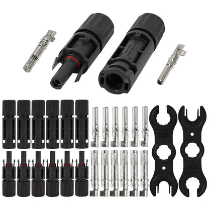 Solar Connectors Kit, 1500V - Waterproof IP68, High Conductivity for 10-14AWG Wires, Includes Spanners - Inspected & Kitted in the USA (6 Pairs - 12 Pcs) - style: 6 Pairs - 12 Pcs