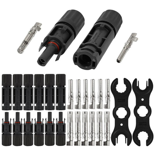 Solar Connectors Kit, 1500V - Waterproof IP68, High Conductivity for 10-14AWG Wires, Includes Spanners - Inspected & Kitted in the USA (6 Pairs - 12 Pcs) - style: 6 Pairs - 12 Pcs