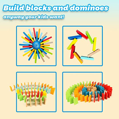 Hape Dynamo Wooden Domino Set Award Winning Domino Racing Building Block Set for Kids, 107 Solid Pieces of Fun Filled Racing, Building and Stacking