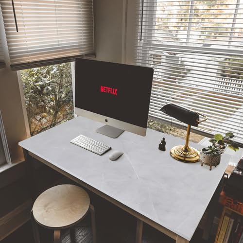 Kaboon Universal Tabletop 55"x27.5", Solid One-Piece Melamine Table Top, Double Desk L-Desk DIY, Home and Office Countertop, White Rock - color: White Rock, size: 55x28