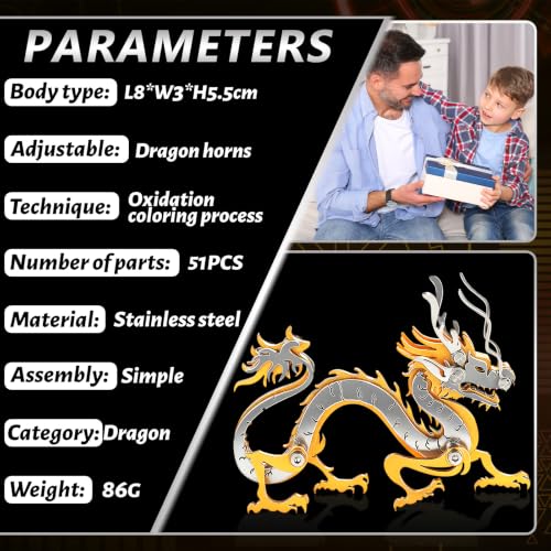3D Metal Puzzles for Adults, Zodiac Sign Gold Dragon 51 Pieces - color: A9-dragon