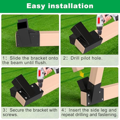 SELEWARE A Frame Swing Set Brackets for 4x4 Legs and 4x6 Beam - color: End brackets: 2 pcs