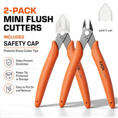 KATA Micro Wire Cutters, 5-Inch Precision Flush Cutter Tool for Electronics - color: 2 Pack 5" Flush Cutter Orange