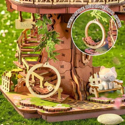 Rolife 3D Puzzles for Adults, Cherry Blossom Bonsai Tree Plants, Japanese Sakura Tree House Flowers Building Set for Adults for Table Toys & Home Decor, Creative Birthday Gift for Girls&Boys (535 PCS)
