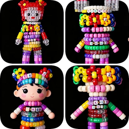 2500 Pcs Pony Beads Kit, 96 Colors UV Glow Alphabet Beads - color: Style A