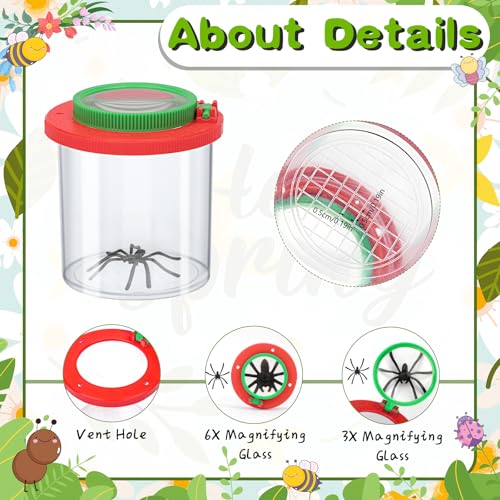 Coopay 12 Pcs Insect Bug Viewer for Kids - Bug Jars, Critter Insect Cage, Bug Container, Bug Catcher, Magnifying Insect Box for Children, Kids Science Nature Exploration Collecting Kit - style: 12 Pack Set