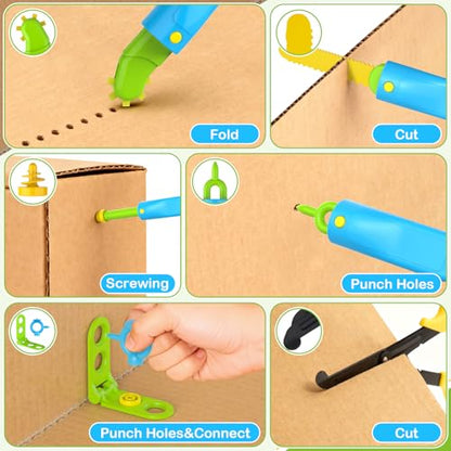 Cardboard Construction Kit for Kids, 173PCS Cardboard Tools Building Set for Family Team DIY Activities, Creative STEM Educational Toys, Easter Gifts for Kids