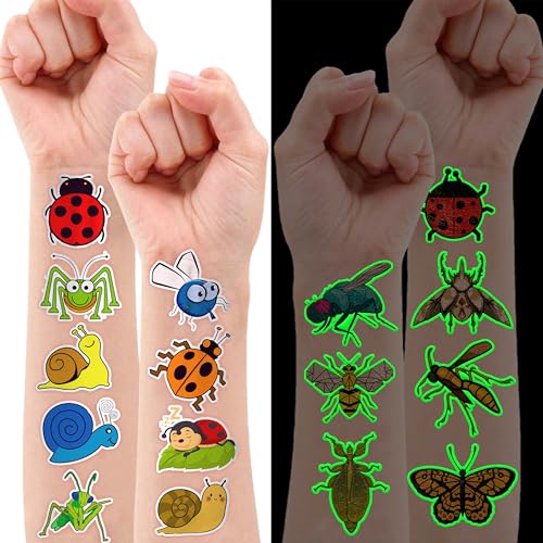 96PCS Glow in The Dark Bug Temporary Tattoos for Kids, Luminous - color: 96PCS-Glow