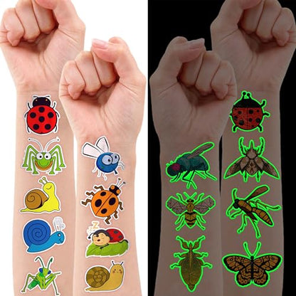 96PCS Glow in The Dark Bug Temporary Tattoos for Kids, Luminous - color: 96PCS-Glow