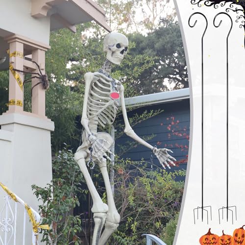 2Set Halloween Metal Skeleton Stand, Black, 6.56 Ft/ 2 M, Regular - color: Black, style: Regular Styles