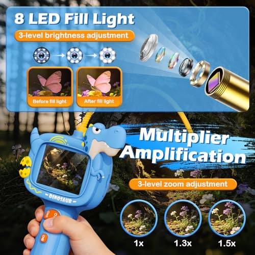 Kids Endoscope Borescope Toys, Snake Scope Camera with Light for Kids, Outdoor Exploration STEM Science Educational Toy Gifts for 4 5 6 7 8 9 10 Year Old Boys Girls