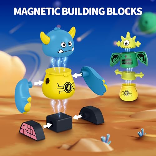 STEM Magnetic Robot Building, Toys for Kids 3 4 5 6 7 8, Transformable Stacking Bots with Storage Box, Creative Learning Christmas and Birthday Gifts for Boys Girls 3-5 4-8 - size: 35 PCS Magnetic Robot