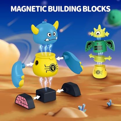 STEM Magnetic Robot Building, Toys for Kids 3 4 5 6 7 8, Transformable Stacking Bots with Storage Box, Creative Learning Christmas and Birthday Gifts for Boys Girls 3-5 4-8 - size: 35 PCS Magnetic Robot