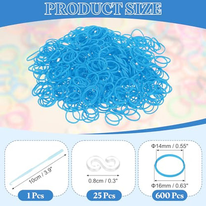 uxcell 600Pcs Loom Rubber Band, Bracelet Making Refill Kit Elastic Loom Band with 25Pcs S-Clips and 1Pcs Crochet Hooks for Weaving DIY Handcrafts, Light Blue - color: Light Blue