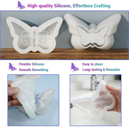 Butterfly Shaped Resin Jar Mold with Lid, Silicone Mold for Epoxy Resin