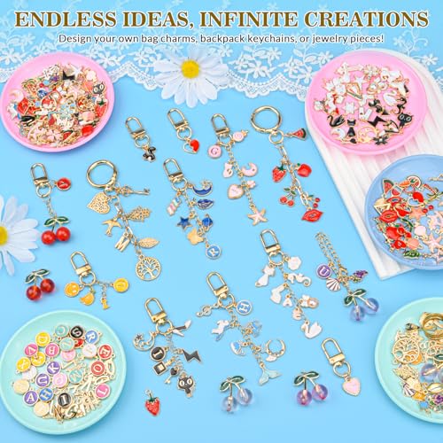 656Pcs Keychain Making Kit: Gold Jewelry Making Supplies, DIY Crafts bulk