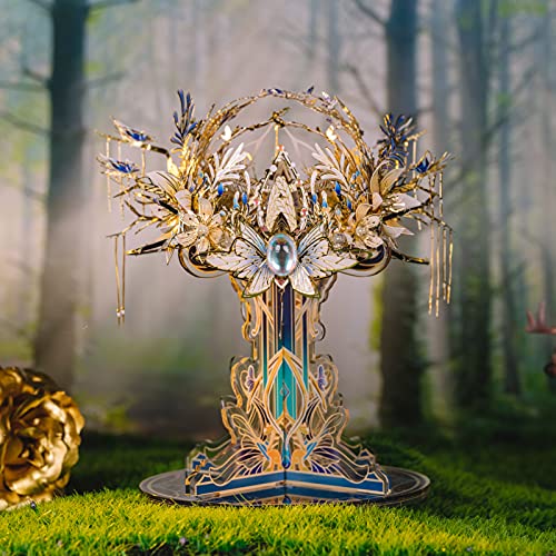 MU Fairy Series Elf Crowns 3D Metal Model Kits Fairy Crown Cinderella Princess Puzzles Kits for Adults, DIY Miniature Dollhouse Building, Birthday New Year Xmas Gift - color: Elf Crown