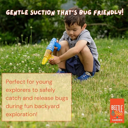 Beetle & Bee Bug Vacuum Toy Set for Kids - Insect Catching Kit with Toy Bug Gun, Tweezers, Magnifying Tube & Nozzles - Fun Bug Collection Kit for Backyard Exploration, Ages 5+