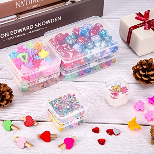 SATINIOR 48 Packs Clear Small Plastic Containers Transparent Storage Box with Hinged Lid for Small Items Crafts Jewelry (2.12 x 2.12 x 0.79 Inches) - size: 2.12 x 2.12 x 0.79 in