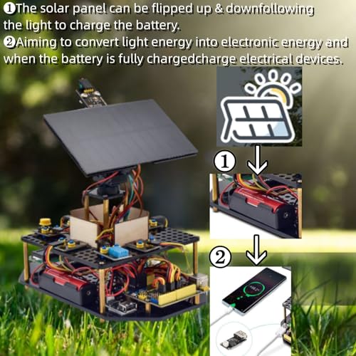 KEYESTUDIO DIY Solar Tracking Electronic Kit for Arduino, Smart Phone Charging, Temperature & Humidity Sensor, BH1750 Light Sensor, Educational Programming Kit for Teens & Adults 15+
