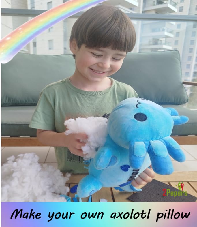 Axolotl Plushie Kit, DIY Animal Toy Fun Arts and Crafts For Boys & Girls - style: AXOLOTL (blue)