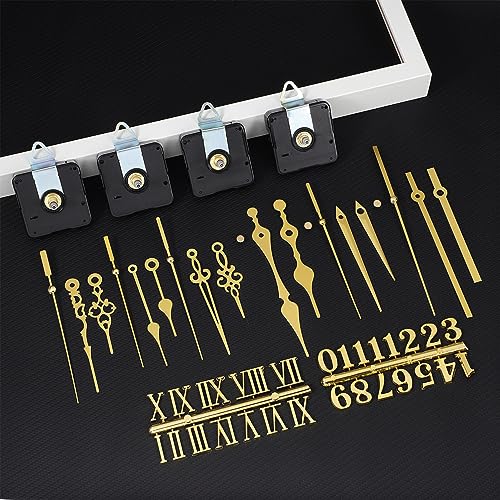 DOITOOL 4 Pcs Quartz Clock Mechanism Kit with 6 Gold Hand Sets