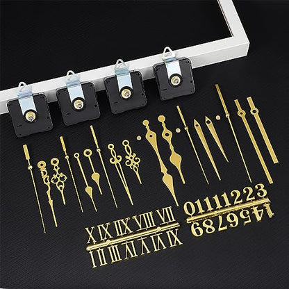 DOITOOL 4 Pcs Quartz Clock Mechanism Kit with 6 Gold Hand Sets
