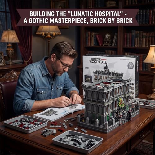 Lunatic Hospital - Building Blocks,7537 PCS Gothic Model Toy for Adults - color: Lunatic Hospital