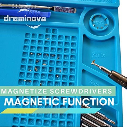 Professional Large soldering Mat (55x35cm) Repair Silicone Magnetic Work Mat For Electronics, Computer, Cell Phone DIY, Welding Heat Resistant Anti-Static Repair Mat For Solder Iron Station