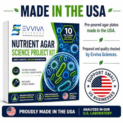 Evviva Sciences Nutrient Agar Petri Dishes Science Project Kit, Pre-Poured Agar Plates for Science Experiments, with Experiment eBook - color: Original